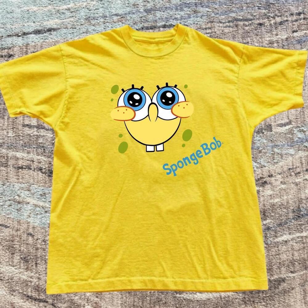 SpongeBob Big Face Anime Eyes Graphic Vintage Retro Yellow T-Shirt